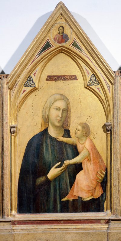 Madonna og barn, detalje fra Badia Polyptykon, ca. 1300, af Giotto (1267-1337), tempera på panel, 91x334 cm af Giotto (c.1266 1337)
