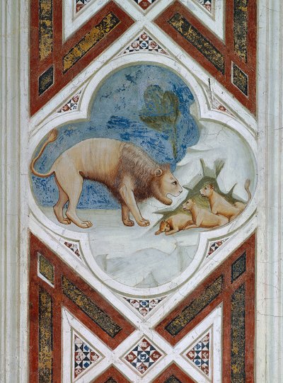 Malet flise, symbol på Jesu Kristi opstandelse, Detalje fra fresker, af Giotto af Giotto (c.1266 1337)