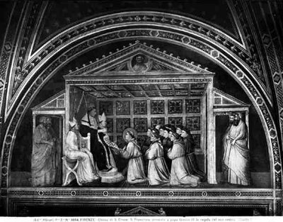 Pave Innocens III (1160-1216) Godkender reglen (fresko) (s/h foto) af Giotto (c.1266 1337)