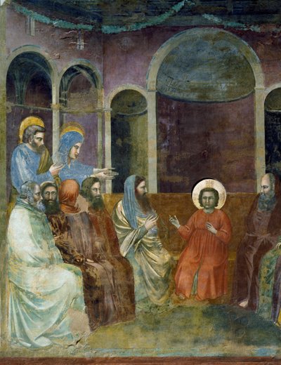Jesus i templet blandt læger, detalje fra Kristi liv og lidenskab, af Giotto af Giotto (c.1266 1337)