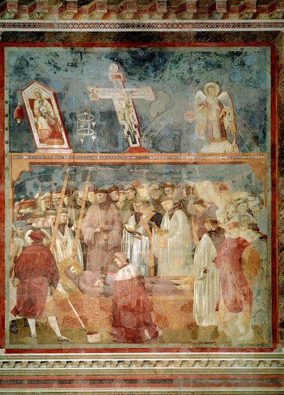Sankt Frans af Assisis liv: Verifikationen af stigmaer (Sankt Hieronymus undersøger stigmas - Fresco af Giotto (c.1266 1337)