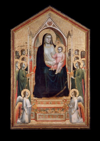Jomfru i majestæt, omgivet af helgener (tempera på træ, ca. 1310) af Giotto (c.1266 1337)