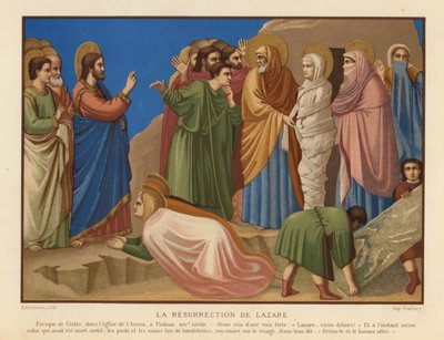 Rejsning af Lazarus (chromolitho) af Giotto di Bondone (after)