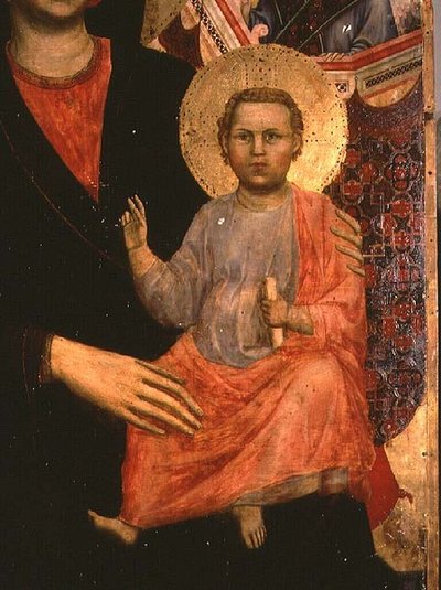 Christ Child fra Madonna og Child Enthroned: af Giotto di Bondone