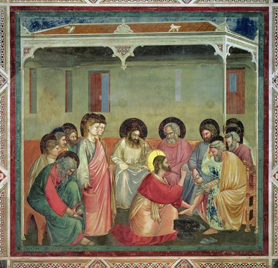 Kristus vasker disciplenes fødder, ca. 1305 (efter restaurering) (se også 65194) af Giotto di Bondone