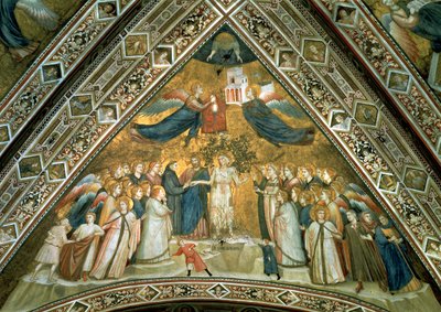 Franciskus mystiske ægteskab med hellig fattigdom af Giotto di Bondone school of Giotto di Bondone school of
