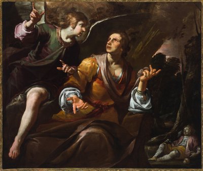 Hagar og englen, ca. 1640 (olie på lærred) af Giovacchino Assereto