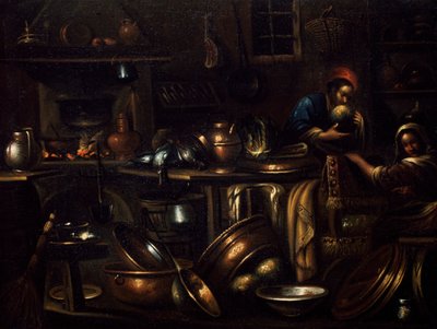 Køkkeninteriør, maleri af Gian Domenico Valentino (1639-1715), Italien af Giovan Domenico Valentino