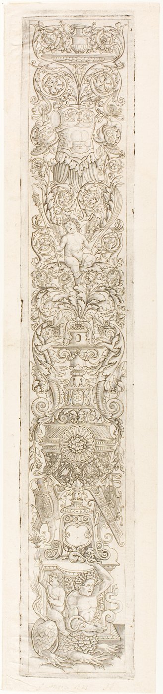 Triton Ridden by a Child, plade en af de tolv ornamentpaneler af Giovan Pietro Birago