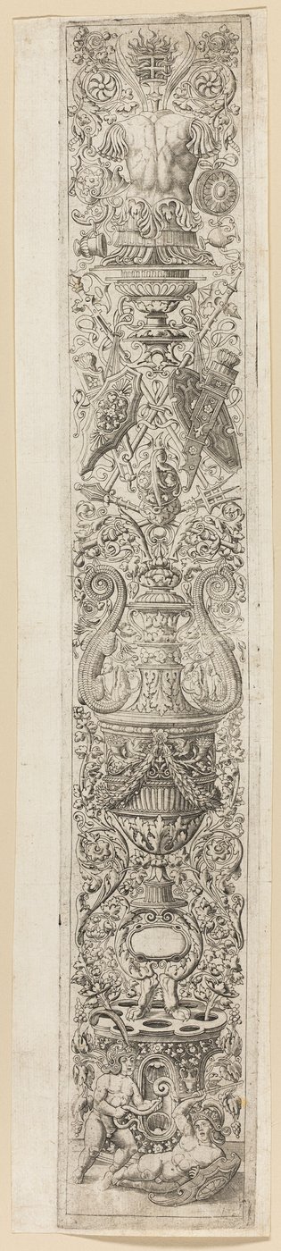 To børn med hjelme, plade tre af tolv ornamentpaneler af Giovan Pietro Birago
