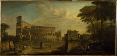 Udsigt over Colosseum, Rom (olie på lærred) af Giovani Paolo (attr. to) Panini