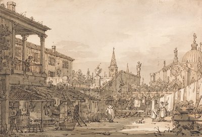 Capriccio af en venetiansk gårdhave af Giovanni Antonio Canal