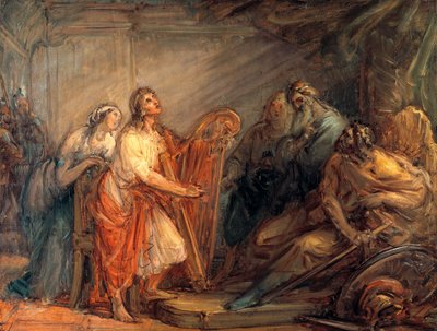 David beroliger Saul med lyden af harpen af Giovanni Carnovali
