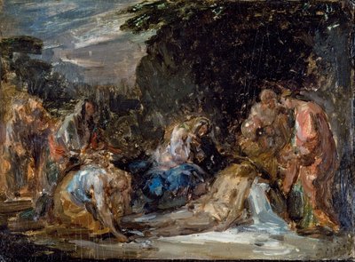 Deponering, af Giovanni Carnovali kaldet Piccio (1804-1873), olie på bord, 21x29 cm af Giovanni Carnovali