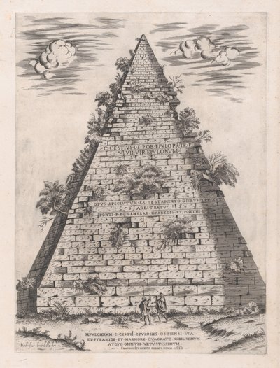 Mirror of Roman Magnificence: Pyramid of Caius Cestius, 1582., 1582. af Giovanni Ambrogio Brambilla