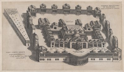 Mirror of Roman Magnificence: The Baths of Diocletian, 1582., 1582. af Giovanni Ambrogio Brambilla