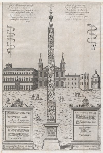 Mirror of Roman Magnificence: The Egyptian Obelisk of Constantine, 1589., 1589. af Giovanni Ambrogio Brambilla