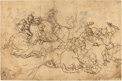 Soldater, der kæmper af Giovanni Andrea Ansaldo