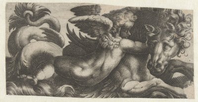 Søhest med en putto om halsen Frisere med havmonstre (serietitel) af Giovanni Andrea Maglioli