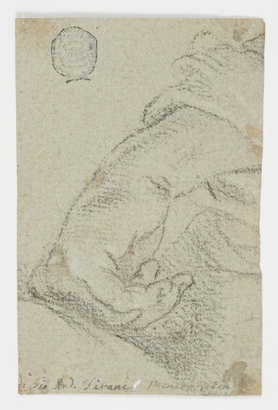 Tegning, studie: En venstre hånd i lænet stilling, ca. 1650 af Giovanni Andrea Sirani
