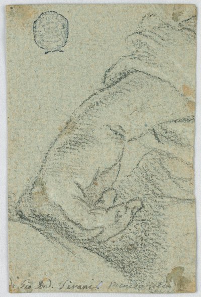 Tegning, studie: En venstre hånd i lænet stilling, ca. 1650 af Giovanni Andrea Sirani