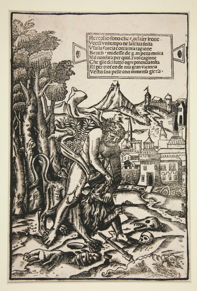 Hercules og Nemean Lion af Giovanni Andrea Vavassore