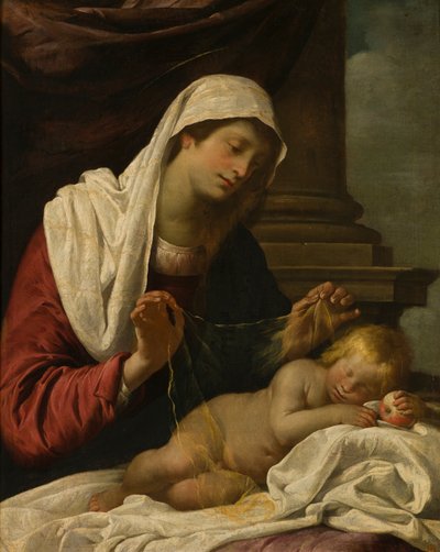 Madonnaen med det sovende barn, ca. 1618-69 (olie på lærred) af Giovanni Andrea di (attr. to) Ferrari