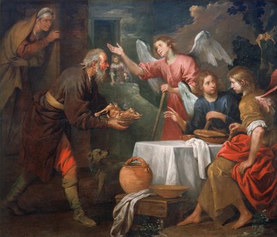 Abraham og de tre engle af Giovanni Andrea di Ferrari