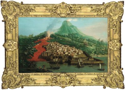 En vulkanø med havn og skibsfart af Giovanni Antonio Canal