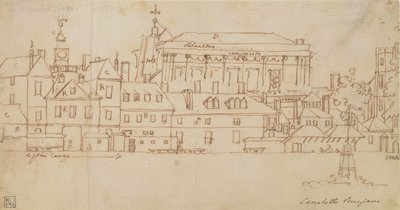 Horse Guards, London (pen og blæk på papir) af Giovanni Antonio Canal