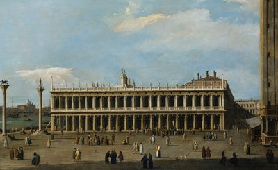 Biblioteket og Piazzettaen, Venedig, fra Dogepaladset, af Giovanni Antonio Canal