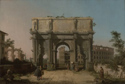 Udsigt over Konstantinbuen med Colosseum, 1742-5 af Giovanni Antonio Canal
