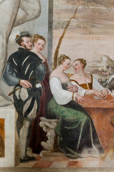 Kortspil, Main Hall, ca. 1570 (fresco) af Giovanni Antonio Fasolo