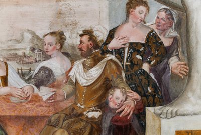 Kortspil, Main Hall, ca. 1570 (fresco) af Giovanni Antonio Fasolo