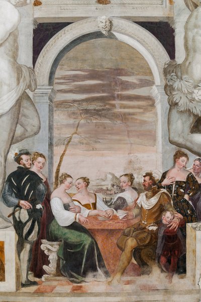Kortspil, Main Hall, ca. 1570 (fresco) af Giovanni Antonio Fasolo