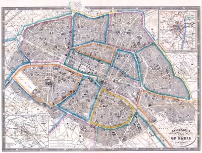 Antik kort over Paris af Giovanni Antonio Galignani