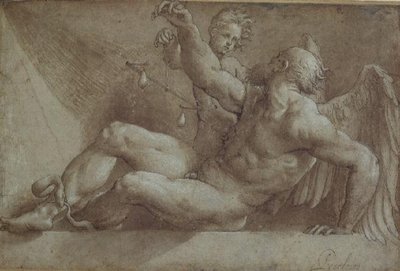 Allegory of Time (tegning) af Giovanni Antonio Pordenone