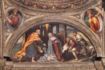 Lunette skildrer hyrdernes tilbedelse af Giovanni Antonio Pordenone