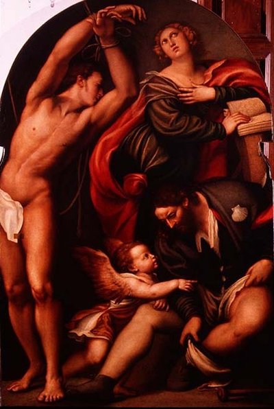 Catherine, St. Sebastian og St. Roch af Giovanni Antonio Pordenone