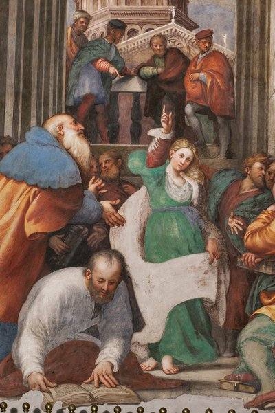 St. Catherines disputation med filosofferne, 1530-32 (fresco) (detalje af 3601450) af Giovanni Antonio Pordenone