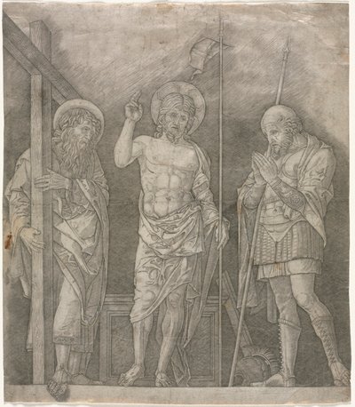 Den opstandne Kristus mellem de hellige Andreas og Longinus af Giovanni Antonio da Brescia