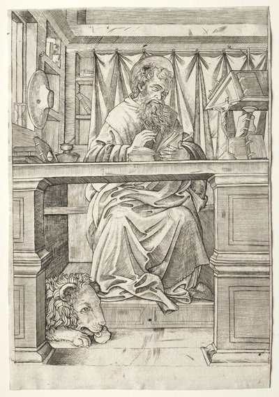 St. Hieronymus i hans studie, ca. 1510. af Giovanni Antonio da Brescia