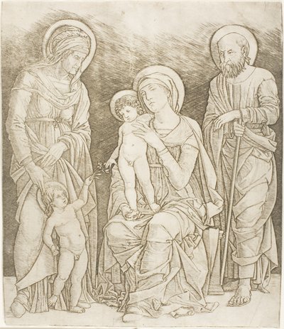 Den hellige familie med spædbarnet Saint John af Giovanni Antonio da Brescia