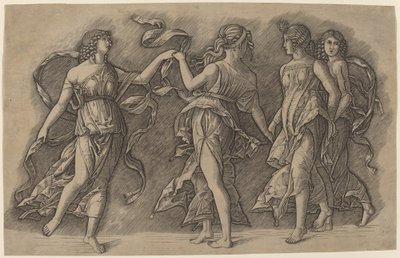 Fire dansende muser af Giovanni Antonio da Brescia, after Andrea Mantegna
