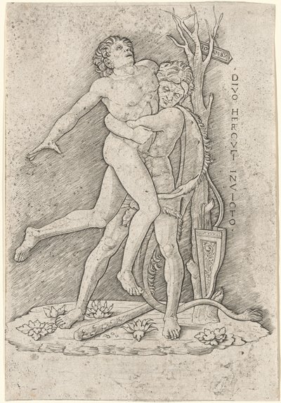 Hercules og Antaeus af Giovanni Antonio da Brescia, after Andrea Mantegna