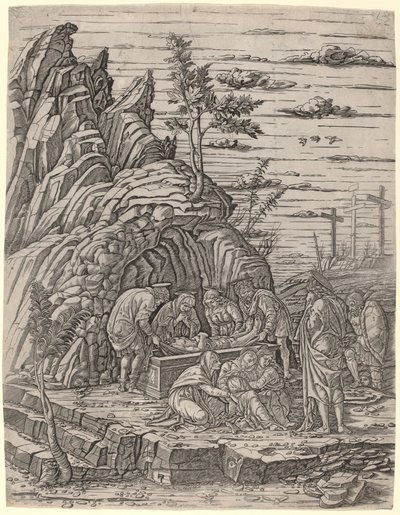 Begravelsen med tre Fugle af Giovanni Antonio da Brescia, after Andrea Mantegna