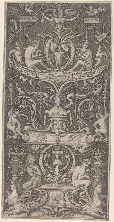 Ornamental panel påskrevet "Victoria Augusta" af Giovanni Antonio da Brescia after Nicoletto