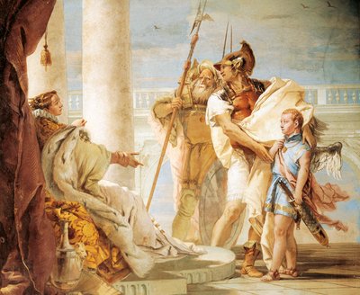 Aeneas introducerer Amor klædt som Ascanius til Dido, af Giambattista Tiepolo (1696-1770), fresko, Æneidens værelse, Villa Valmarana 