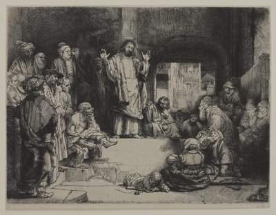 Christ Preaching (La Petite tombe), ca. 1652 (ætsning, tørpoint og gravering på lagt papir monteret på lagt papir) af Giovanni Battista Tiepolo