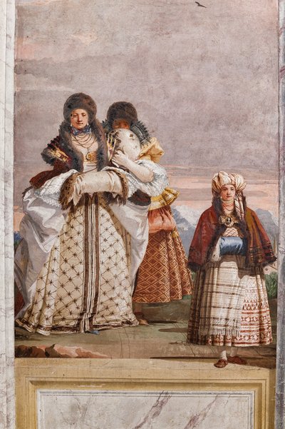 Gæstelogi, Værelse med de falske gotiske arkitekturer: "A Winter Walk" af Giovanni Battista Tiepolo